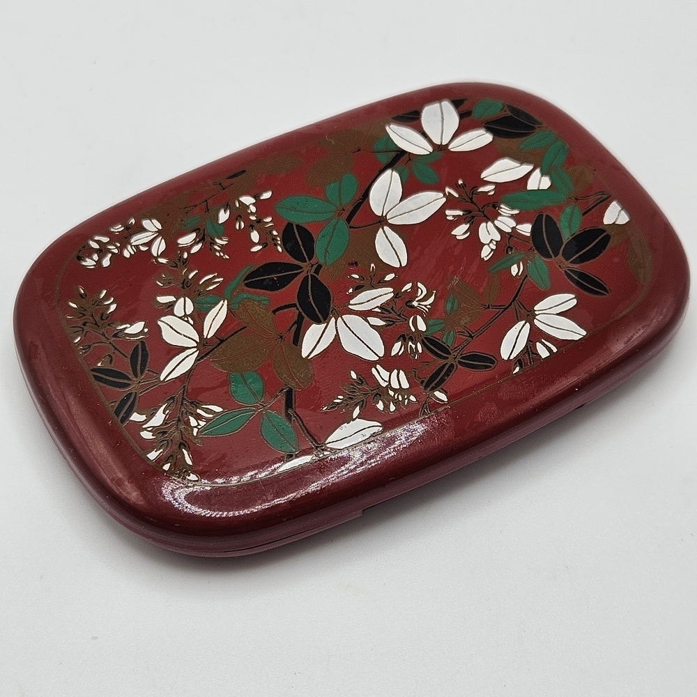 VINTAGE Floral Folding Double Mirror Bakelite Compact Case